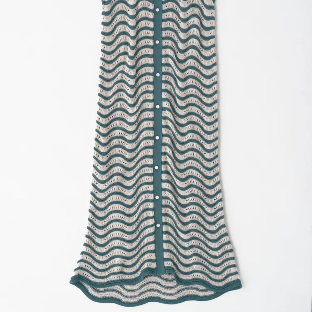 NWT Kotn Sabah Open Knit Striped Button Down Cotton Collared Dress - Picture 7 of 7